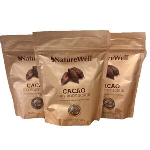 NatureWell CACAO DRY BODY SCRUB 7 oz – 3 Pack – Exfoliating Skin Smoother